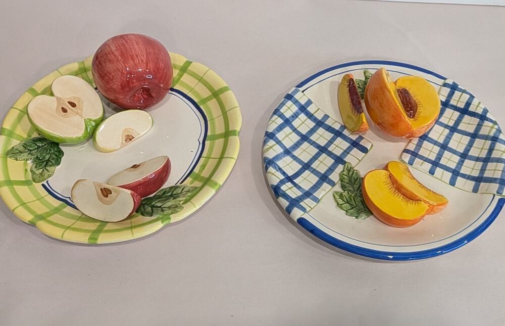 Vintage 3D Fruit Wall Hanging Plates Apples And Pears Bella Casa by Ganz Kitsch